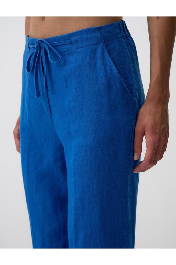 Kobalt %100 Keten Yüksek Bel Normal Paça Pantolon - 5