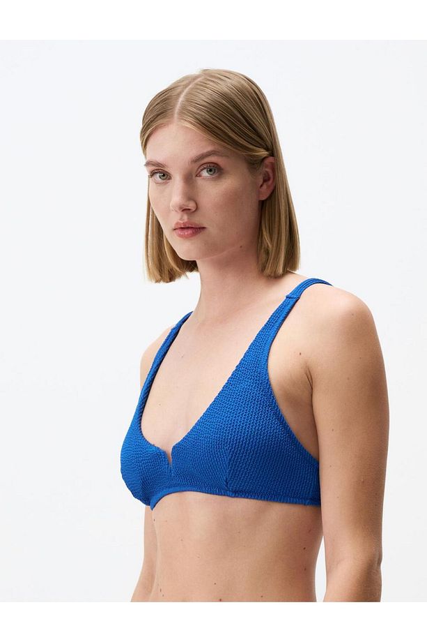 Saks Ayarlanabilir Askılı Dokulu Bikini Üst - 3