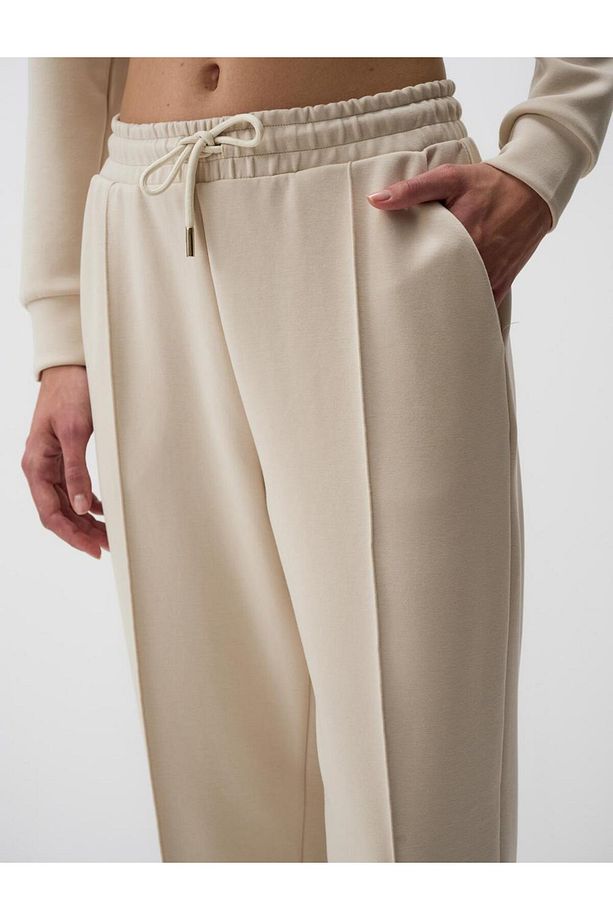 Bej Yüksek Bel Dar Paça Cepli Jogger Pantolon - 5
