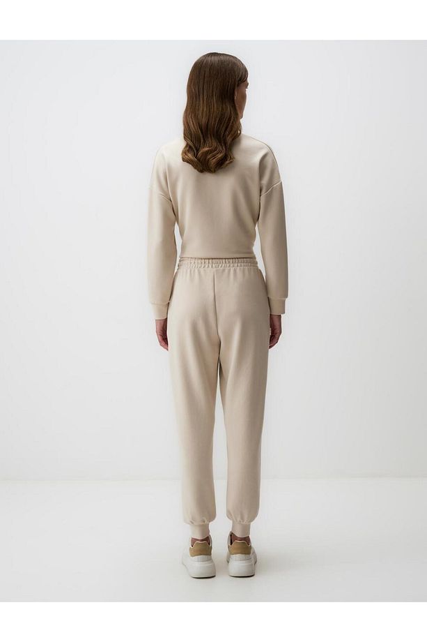 Bej Yüksek Bel Dar Paça Cepli Jogger Pantolon - 6