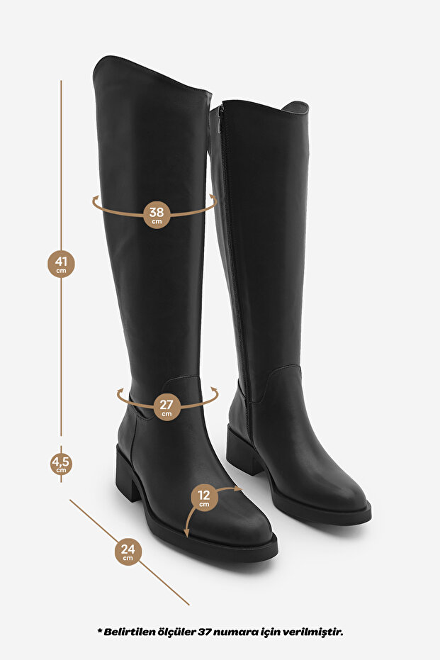 Női térdig magas cipzáras napi csizma Maypos fekete - 8