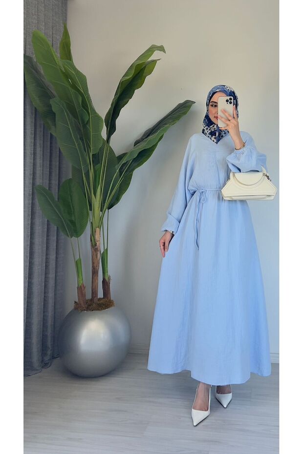 Women's Ruffle Lace Detailed Long Summer Muslin Dress