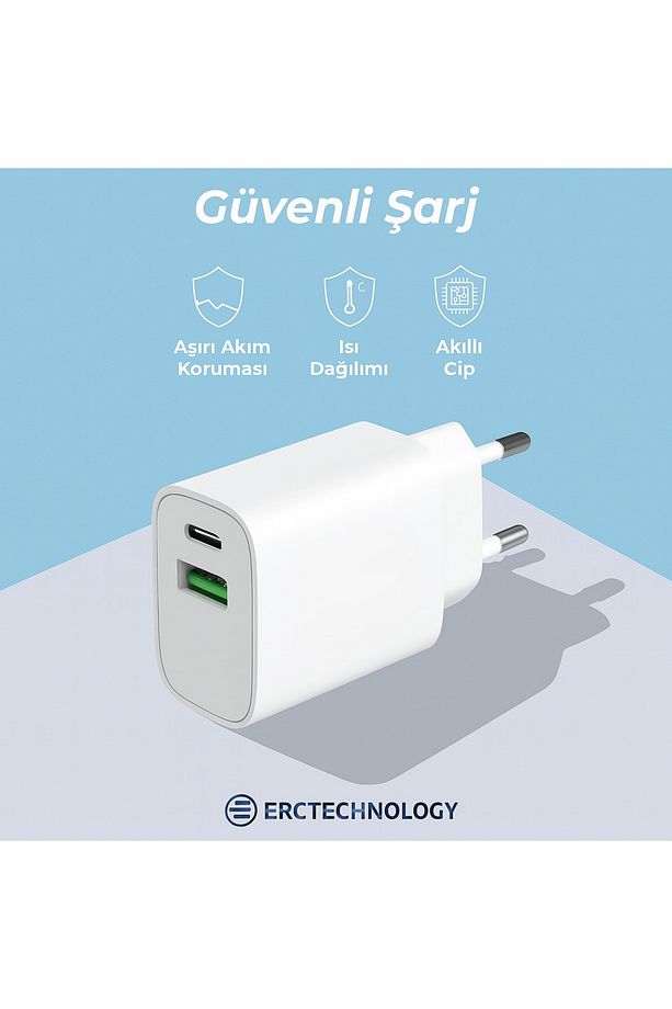 50W 3.0A QUİCK ŞARJ ADAPTÖRÜ HIZLI ŞARJ DESTEKLİ ÇİFT ÇIKIŞ USB TYPCE - 3