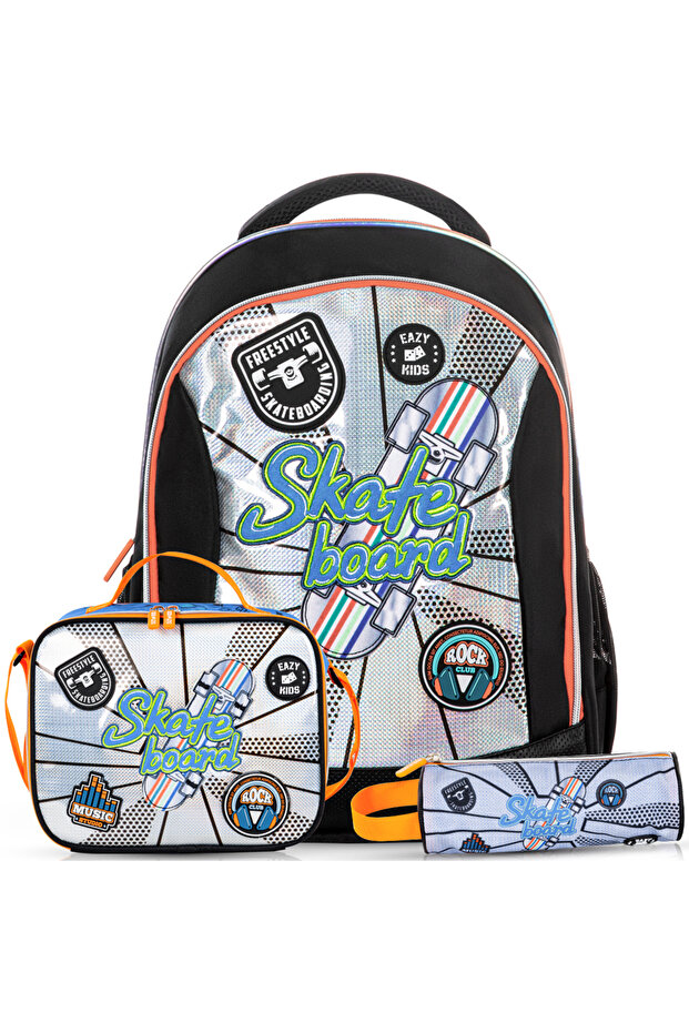 17" Set of 3 Backpack w/ Lunch Bag and Pencil Case - Skate Board
