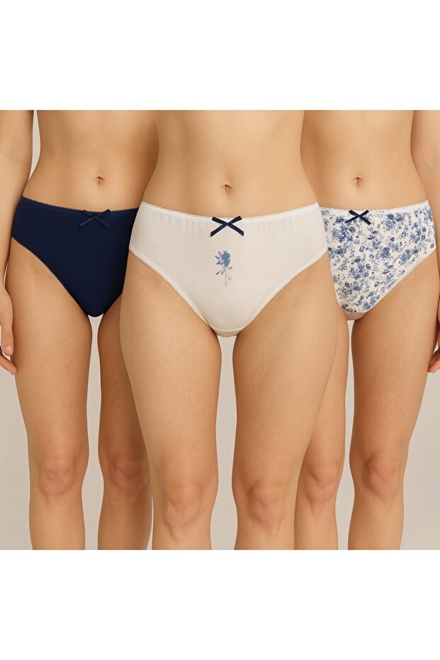 Economical 3-Pack Skylıght 2700 Cotton Basic Print and Patterned Brief Panties