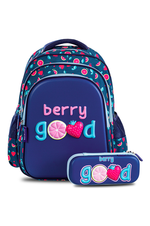 School Bag w/ Pencil Case 16" - Berry Good Blue