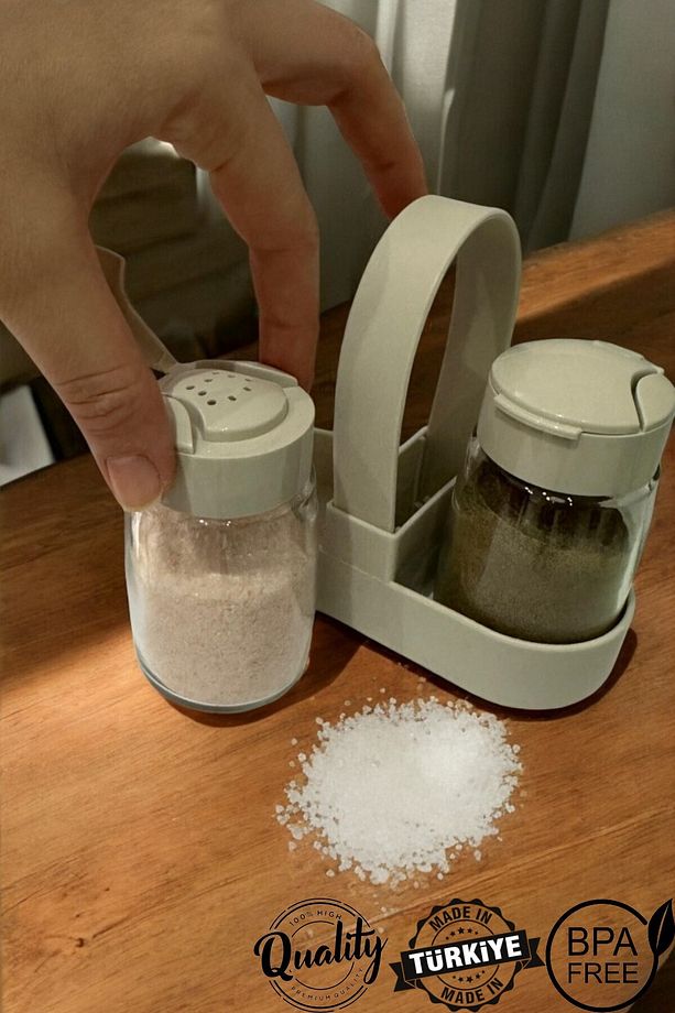 Drop Standlı Tuzluk Set Ortası Kürdanlık Click Kapaklı 2x100cc - 2
