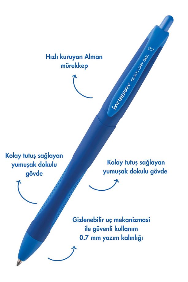 Berry Jel Kalem 07mm Koyu Mavi - 1