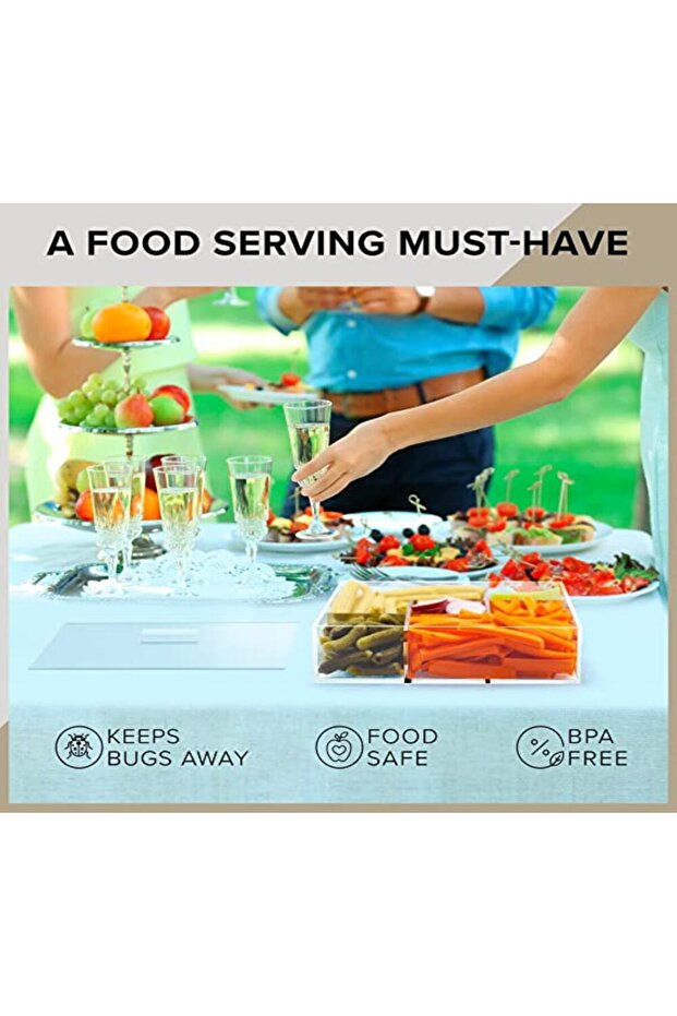 صينية تقديم الوجبات الخفيفة مع غطاء - مجموعة صواني تقديم المقبلات المقسمة - 4