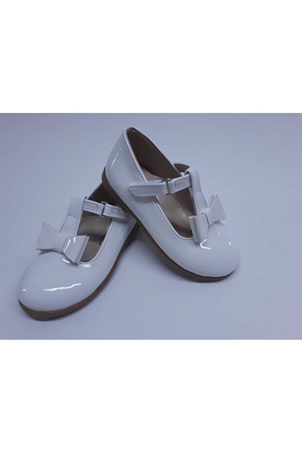 Girl's Poled Bottom Bowtie Bowtie White Patent Leather Orthopedic Ballerina Shoes