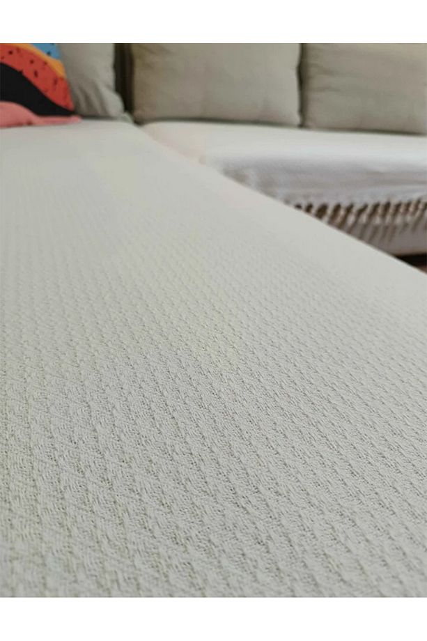 Koltuk Örtüsü 115x210 Cm Kanepe Çekyat Divan Berjer Örtüsü Pamuklu Yıkanabilir Sade Şal - 2