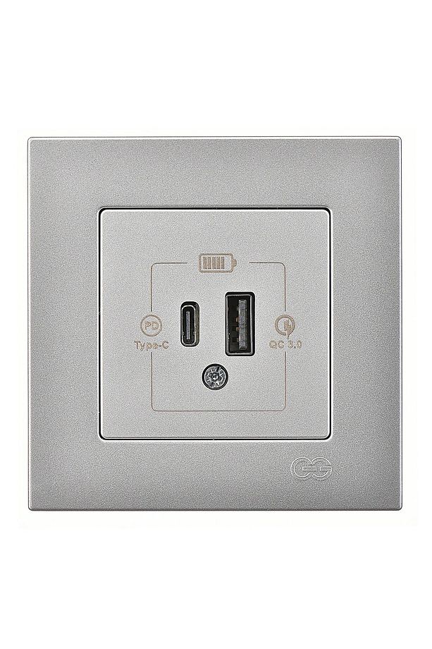 Eqona Gümüş 2 Çıkışlı Usb Şarj Prizi Type C Type A 20w - 1