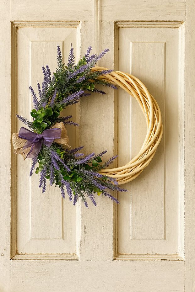 Lavantalı Kapı Süsü Lavantalı Çelenk Ev Hediyesi - 1