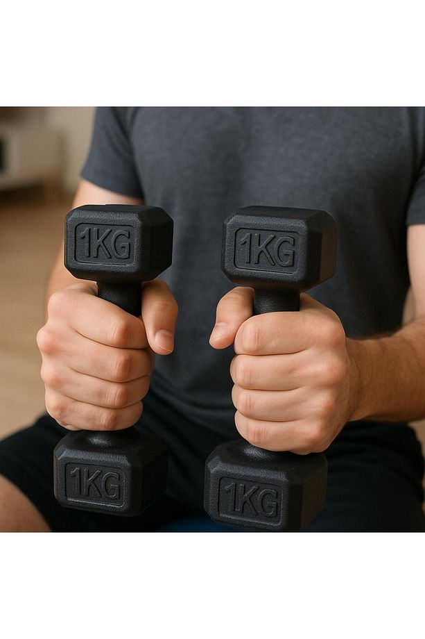 Plastik Köşeli Dambıl Set - Dumbbell Set 2x1 Kg - 1