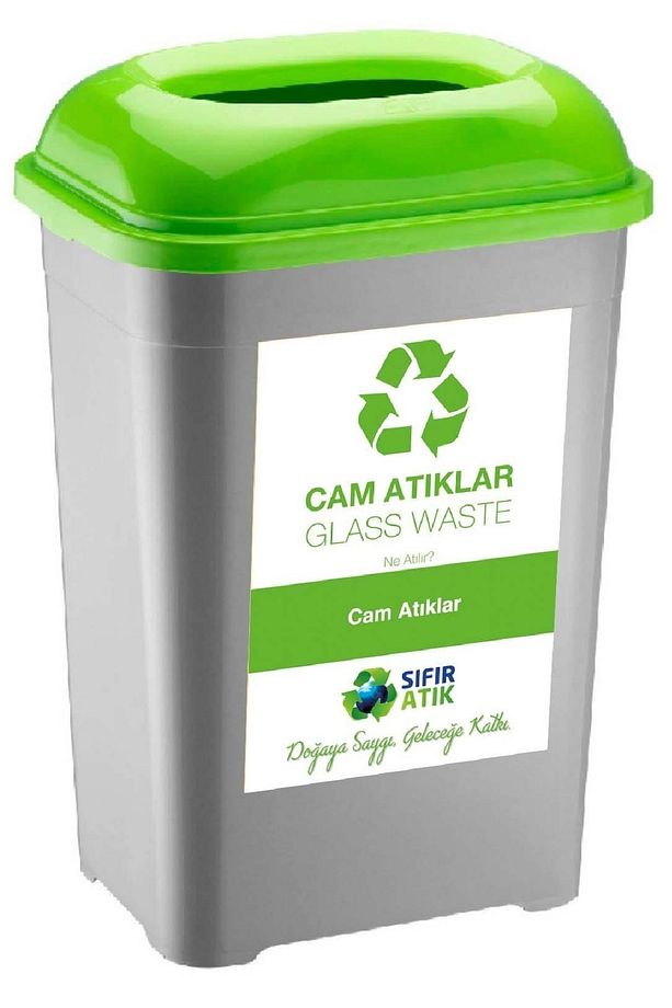 Sıfır Atık Kutusu 50 Lt Geri Dönüşüm Kutusu Atık Kovası Büyük Boy Çöp Kutusu 6 Lı Set 33*43*60 Cm - 9