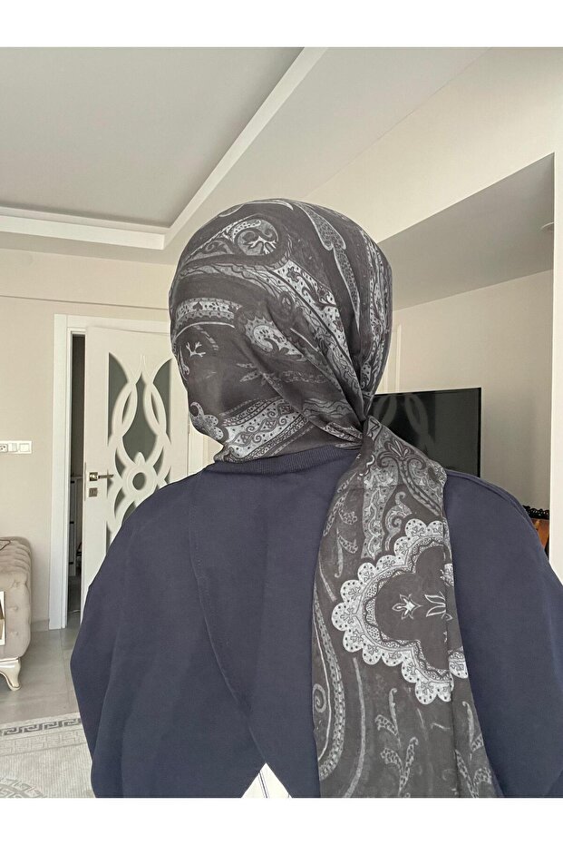 Patterned Silk Shawl Pd1 - Black - 2