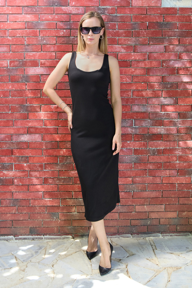 Basic Kalın Askılı Salaş Modal Elbise - 2