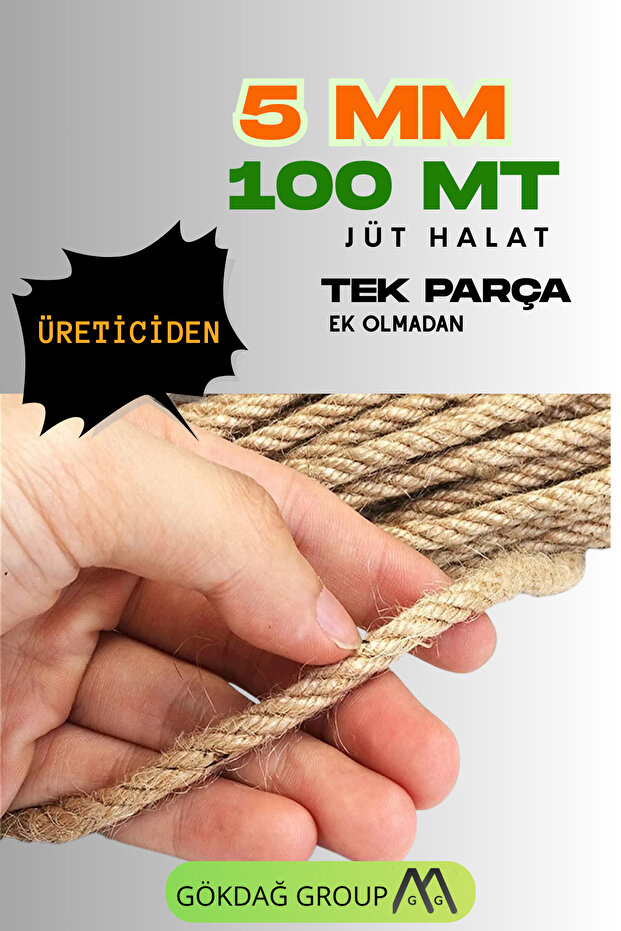 5 MM 100 Metre Jüt Halat İthal Dekor İp - 2