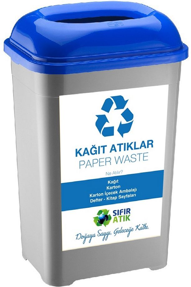 Sıfır Atık Kutusu 50 Lt Geri Dönüşüm Kutusu Atık Kovası Büyük Boy Çöp Kutusu 6 Lı Set 33*43*60 Cm - 6