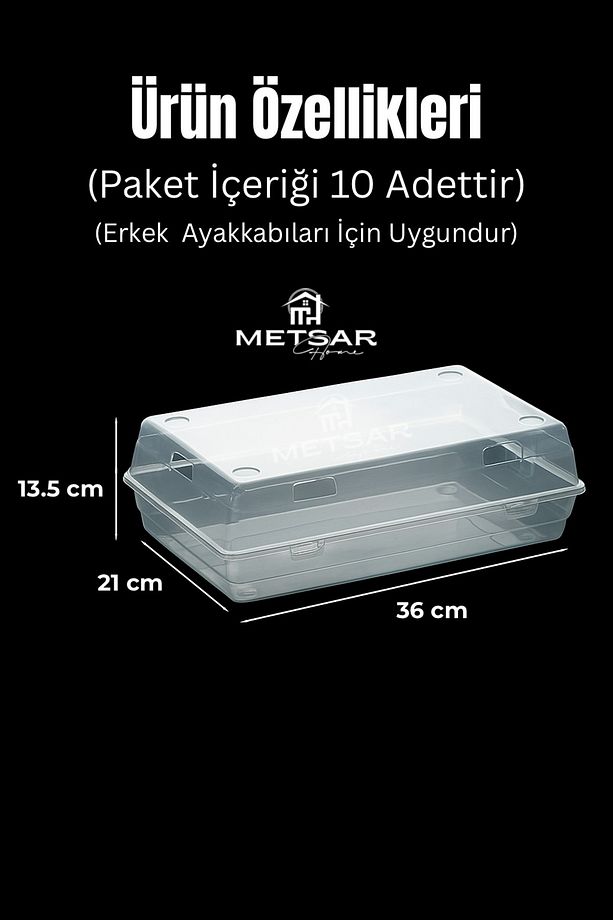 10’lu Şeffaf Erkek Ayakkabı Saklama Kutusu - Hava Delikli, Istiflenebilir Organizer - 2