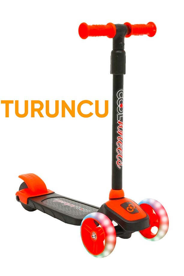 Turuncu Led Işıklı 3 Tekerlekli Yükseklik Ayarlı Twist Scooter - 1