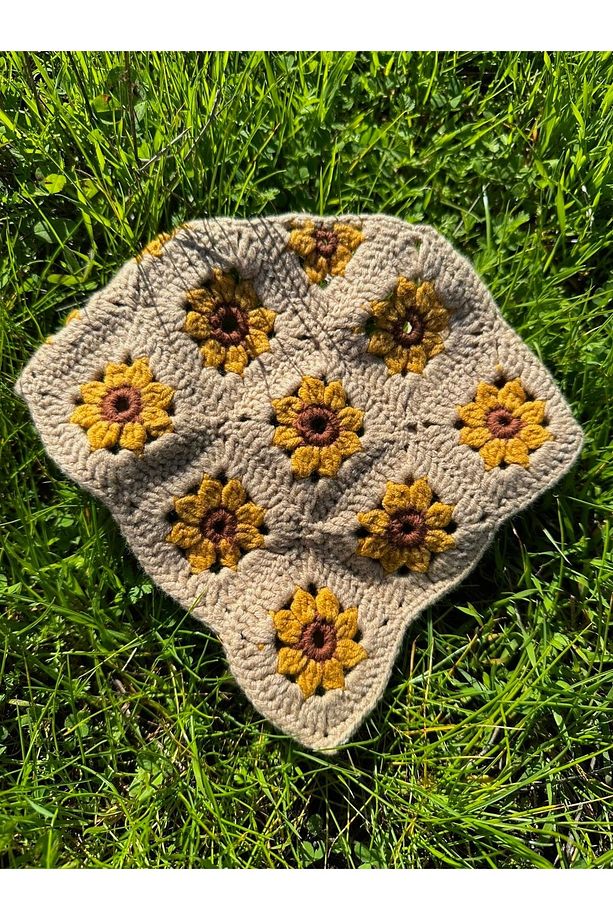 Ayçiçek örgü bandana - 3