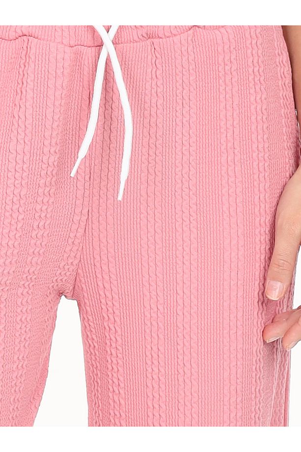 Kız Çocuk Geniş Paça Pembe Basic Eşofman Altı - 3