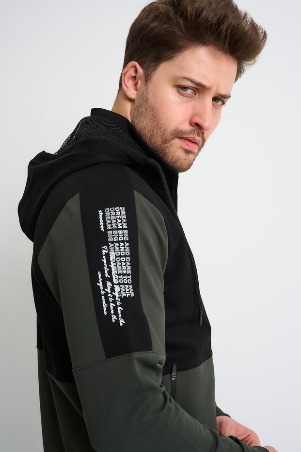 Khaki Premium Men's Tracksuit Set Seasonal Hooded Comfortable Fit