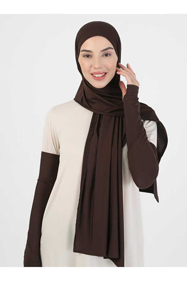 Micro Shawl and Sleeve Set - Pro Sport Hijab Set - Light Brown - (St097), (Id 2909708)