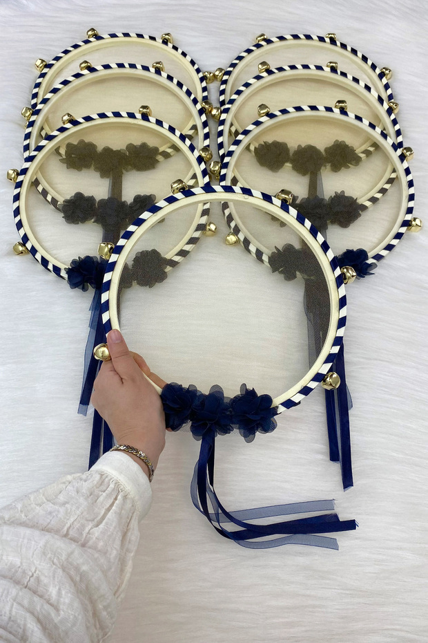 Navy Blue Bridesmaid Bride Defi, Floral Wedding Henna Night Circumcision Bachelorette Bride Defi with Bell 1 Piece