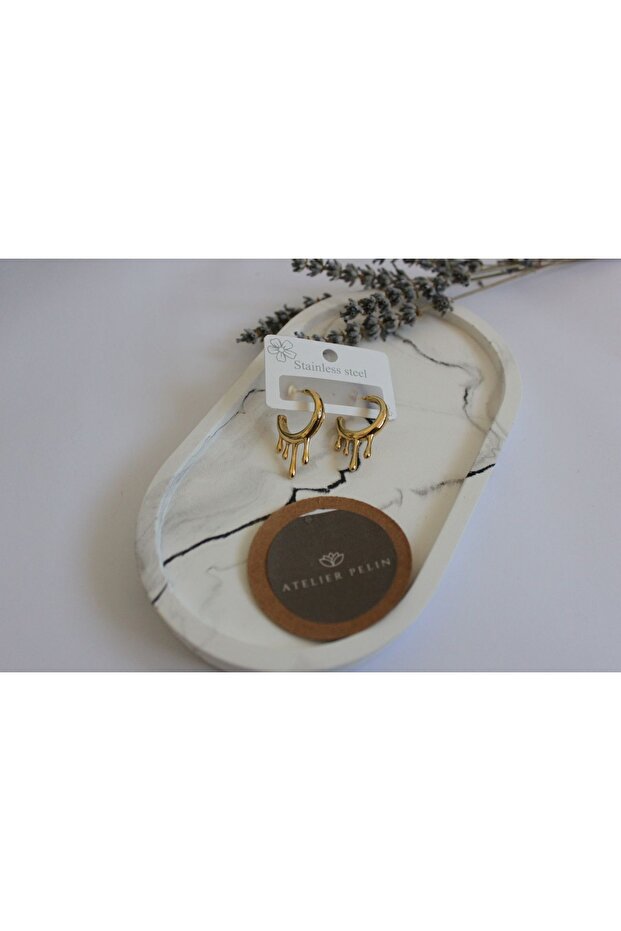 Steel Hoop Drop Model Earrings