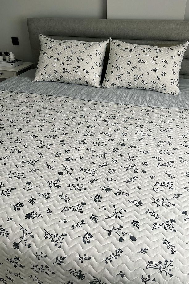 Çift Kişilik Yastıklı Kapitone Yatak Örtüsü Seti–flower Desen 200x230 Cm 2 Yastık K. - 3