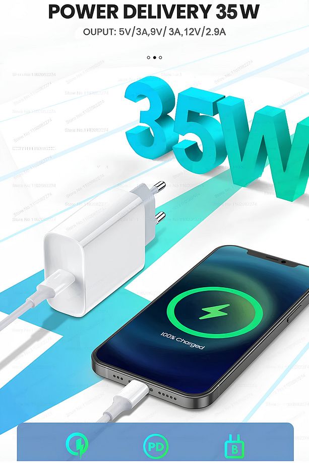 35W Typec to Typec Hızlı Şarj Cihazı iPhone 15-16 Pro/Plus/Pro Max Tam Uyumlu Type c Şarj Aleti - 4
