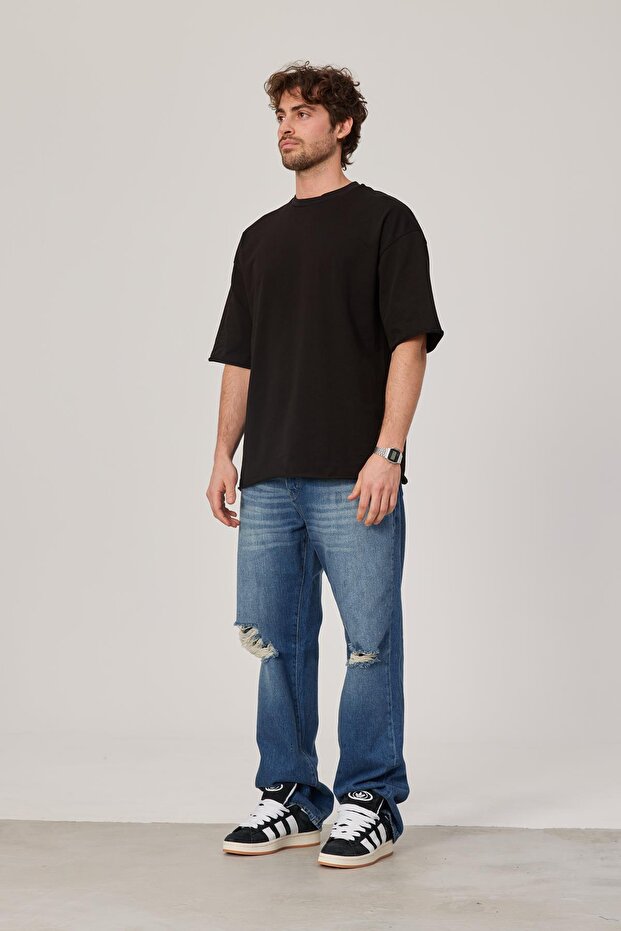 Чорна oversize футболка Basic Tshirt - 4