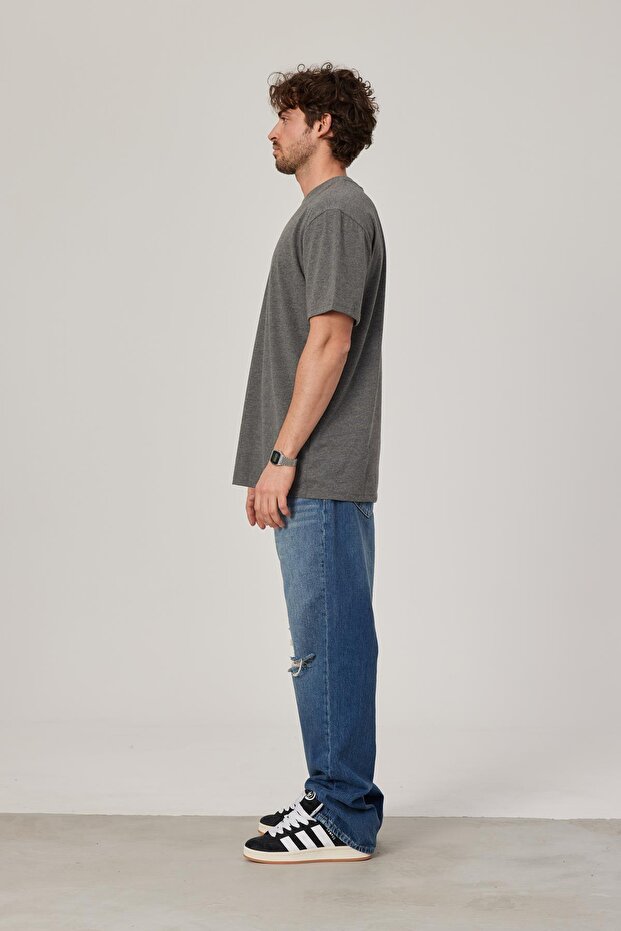 Gray Oversize Basic Tshirt - 5