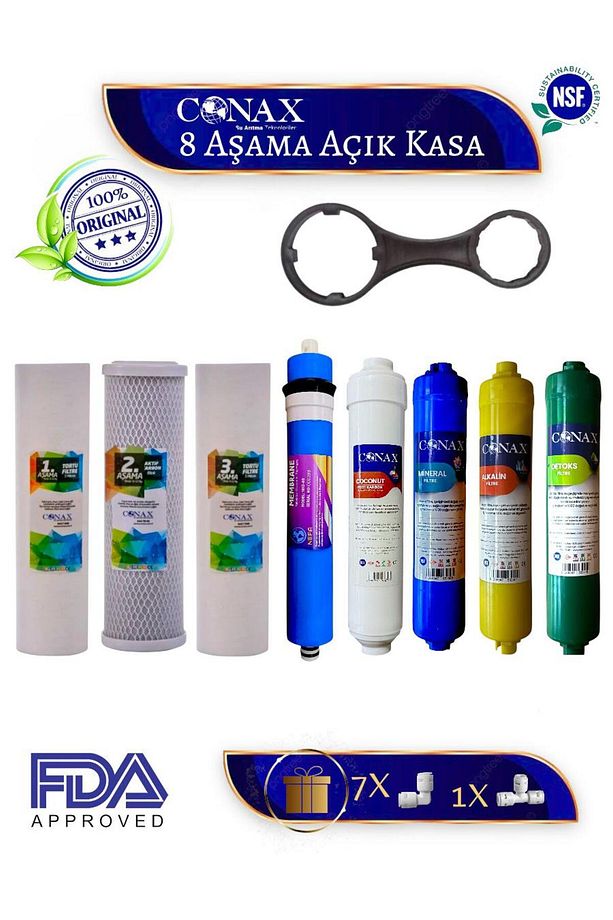 Tüm Açık Kasalar Için 8'li Filtre Seti, 80 Gpd Membranlı, Anahtar Hediyeli, Nsf Onaylı - 1