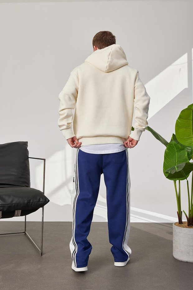 NYC Baskılı Krem Kapüşonlu Sweatshirt - 3