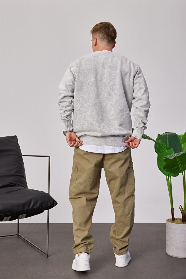 Washable Basic Gray Sweatshirt - 3
