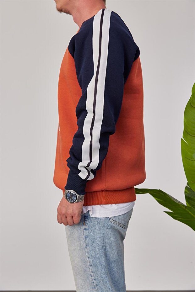 E Harf Baskılı Kiremit Sweatshirt - 2