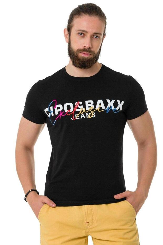 Ct712 embroidered text basic t-shirt - 1