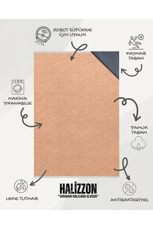 Peach Fuzz Malatya İnce Dokulu Minimalist Modern Salon Halısı - 7