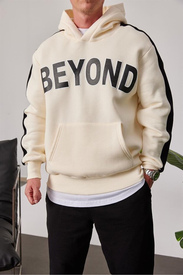 Beyond Krem Kapüşonlu Sweatshirt - 2