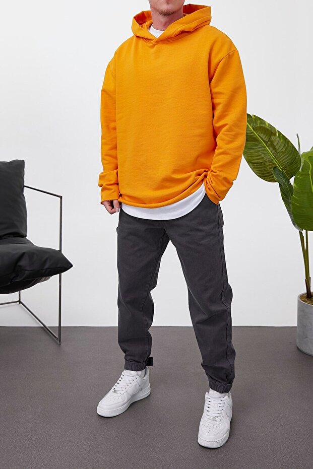 Помаранчева кофта з капюшоном і підкладкою - 3