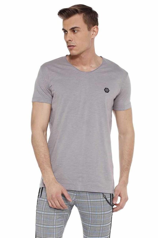 Ct522 men's wide collar basic t-shirt