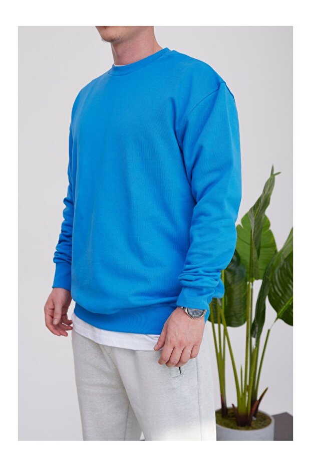 سويت شيرت أزرق من القطن الأساسي - 3