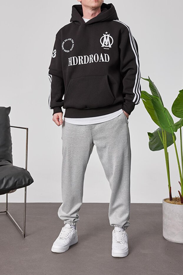 HDRDROAD Siyah Kapüşonlu Sweatshirt - 5