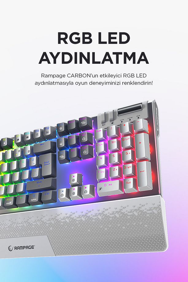 Carbon Pro Bg Bluetooth Klavye Şarjlı Wifi Kablosuz Klavye Rgb Red Mekanik Klavye Oyuncu Klavyesi - 4