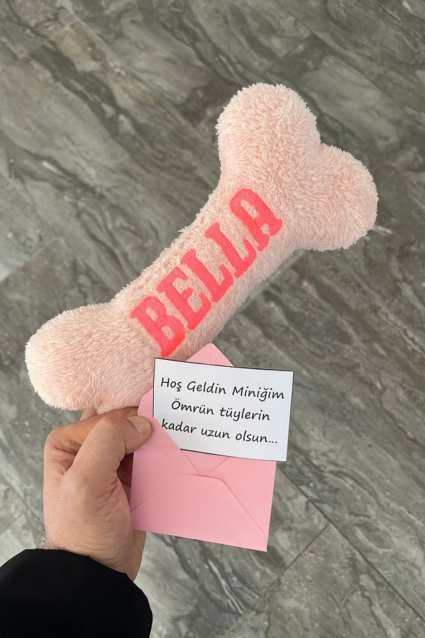 İsimli Nakış İşlemeli Peluş Kemik Oyuncak İsime Kişiye Özel Wellsoft Yıkanabilir Köpek Kemiği - 7