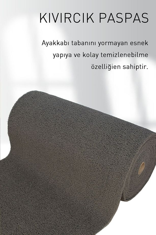 Gri Kıvırcık Paspas Su Emici Kaymaz Paspas Iş Yeri Apartman Mekan Paspası Dış Kapı Paspası Kivircik - 4
