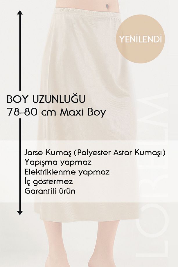 Battal Tam Boy Jüpon Uzun Etek Astarı Ten Rengi Jipon - 2